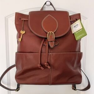 NWT FOSSIL Brown Leather Backpack